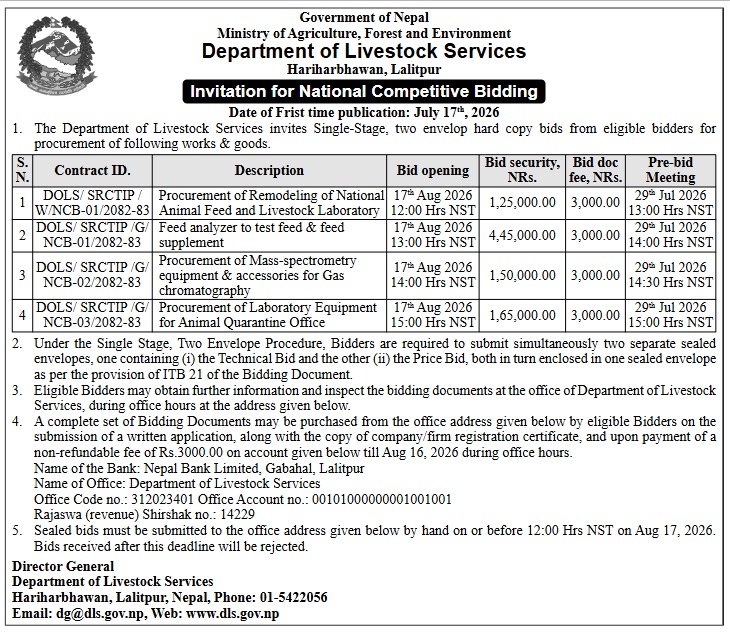 Invitation for National Competitive Bidding